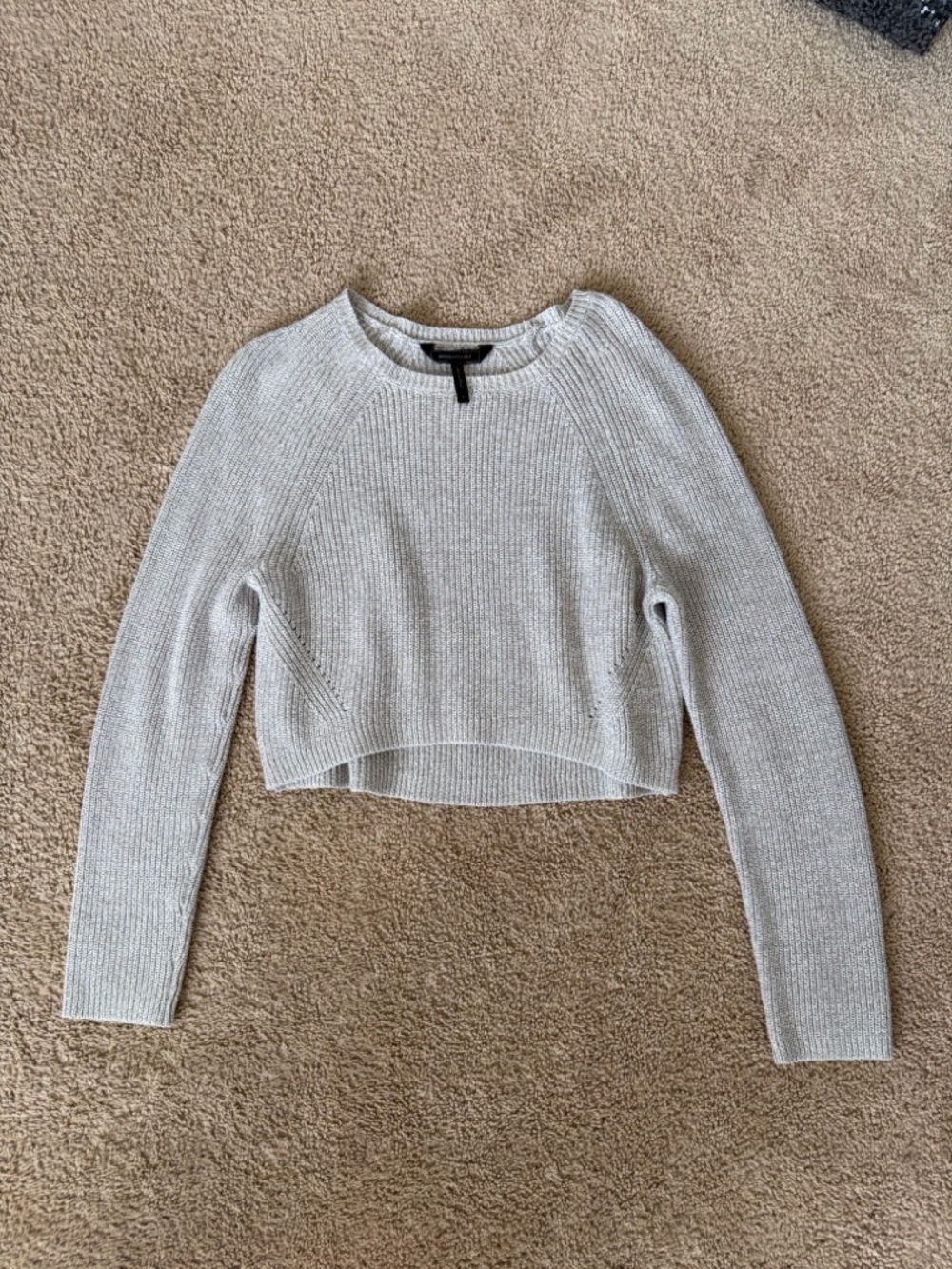 BCBGMaxAzria Light Gray Knit Crewneck Sweater